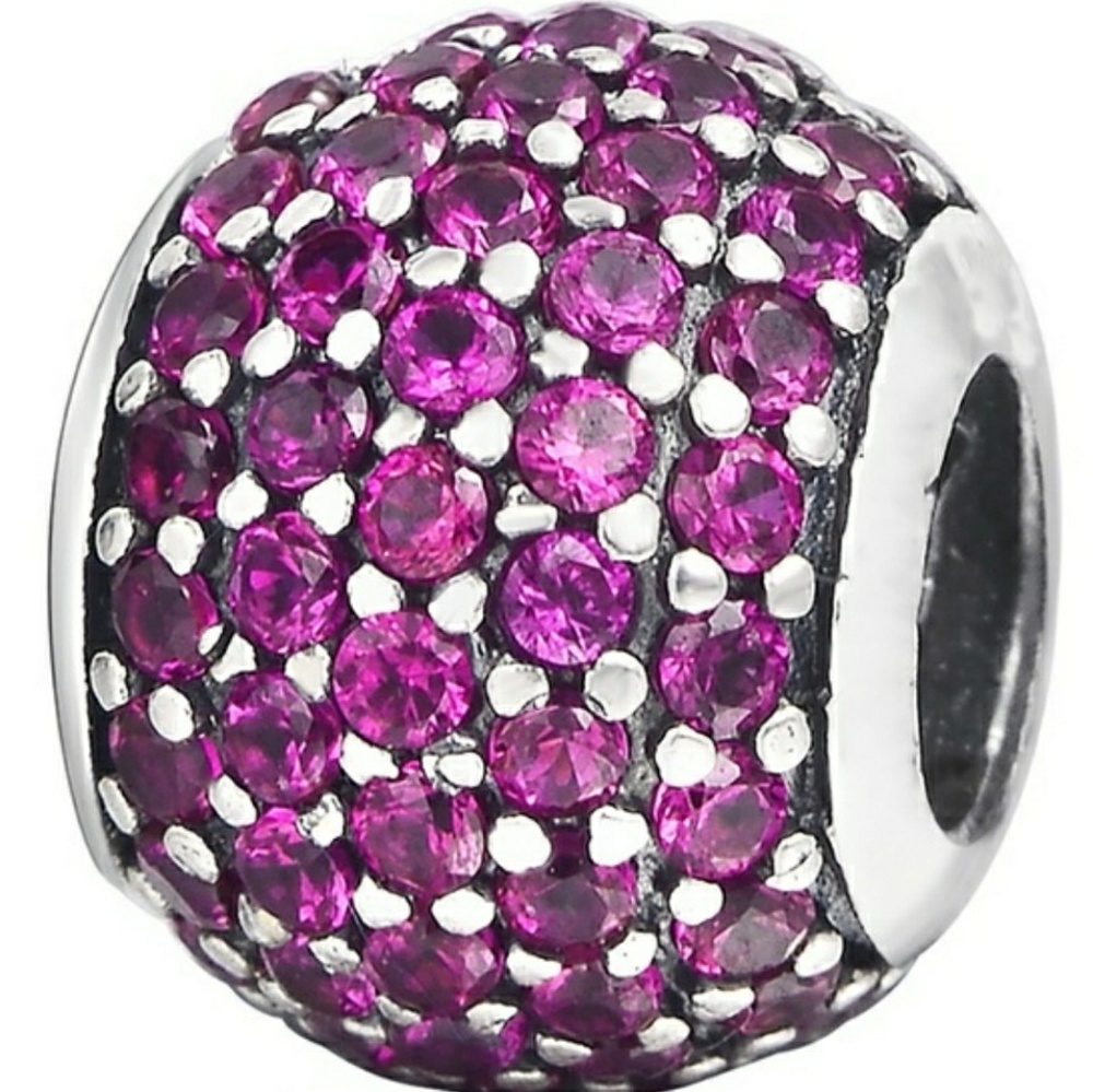 Cyber Monday special. Rose red pave charm bead. - Picture 4 of 4